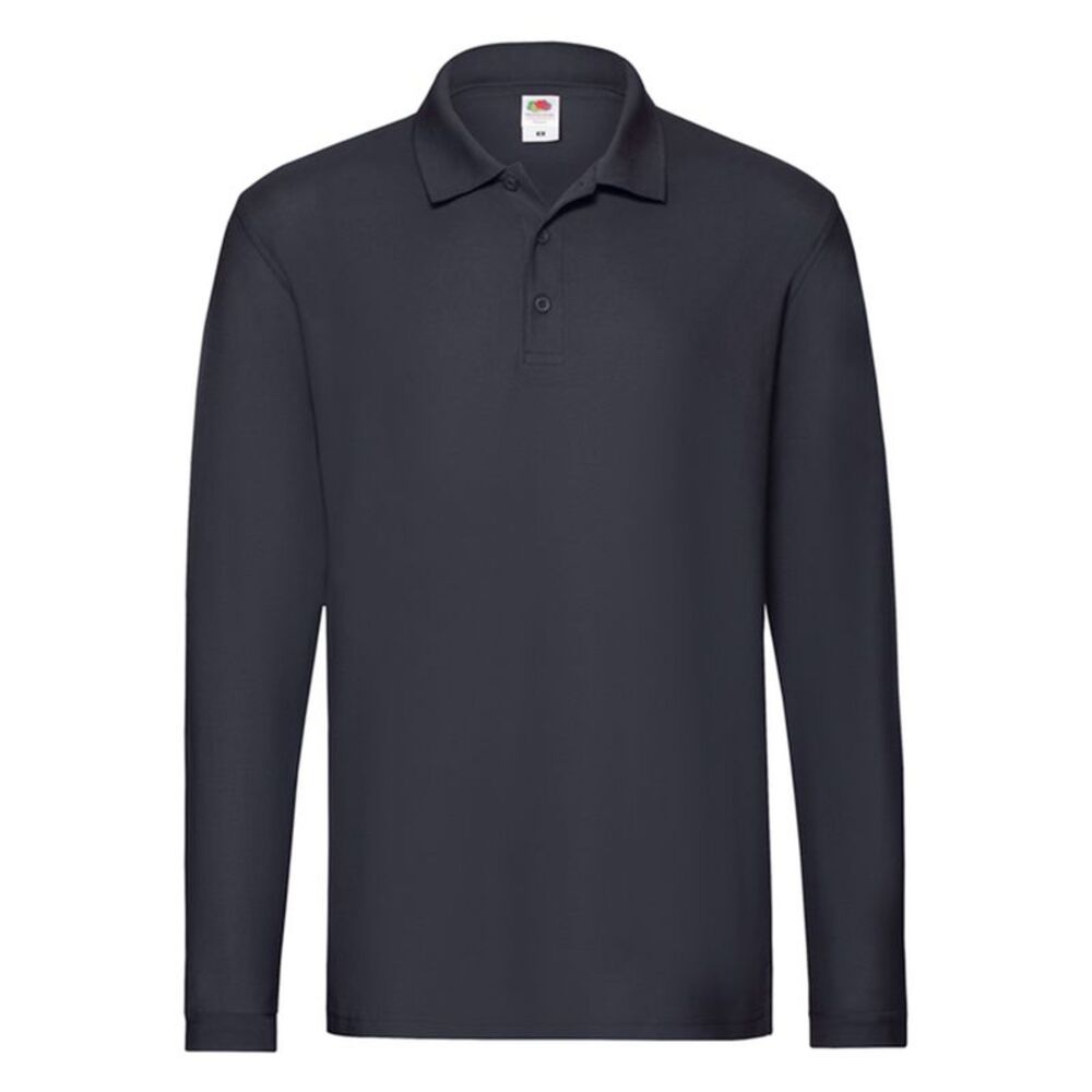 Fruit of the Loom Mens Long-Sleeved Polo Shirt / Deep Navy